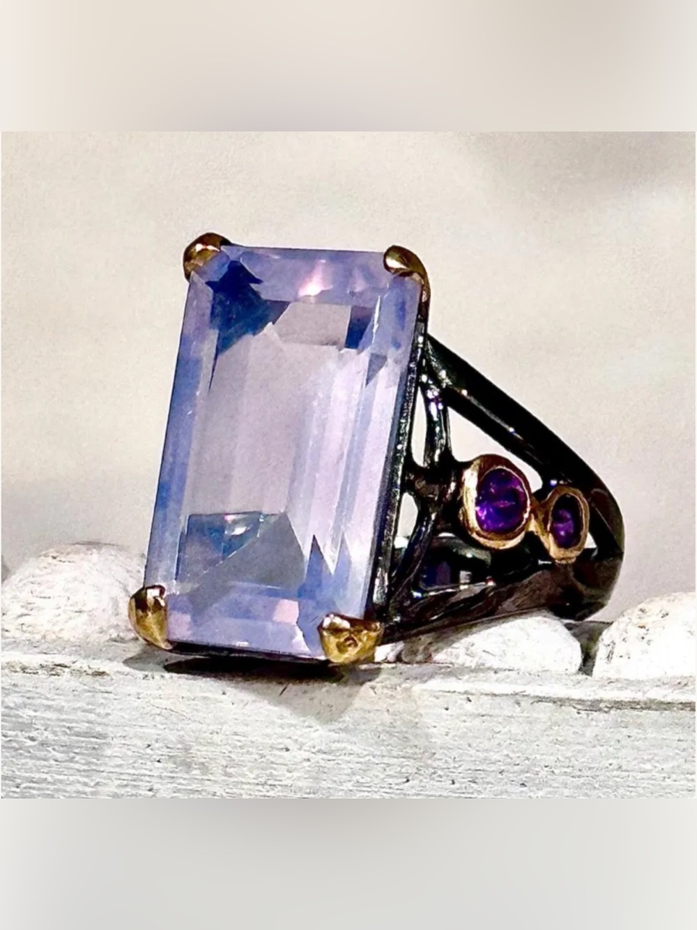 Lovely Natural Lavender Amethyst Statement Ring